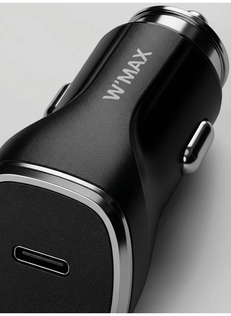 WELLMAX WM 45W PD Car Charger Fast Charging Adapter with Lightning Cable USB C Car Charger for iPhone iPad Compact Travel Charger for Vehicle Cigarette Lighter - Image 4
