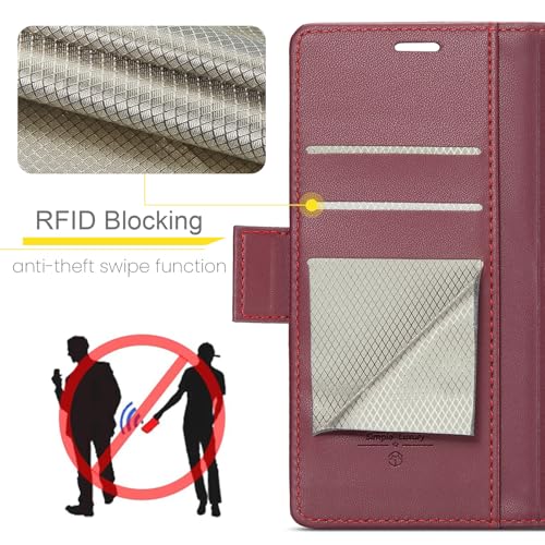 Rerzoiro for Samsung Galaxy Z Fold 7 Case, Premium PU Leather Wallet Case Flip Cover with [RFID Blocking][Card Holder][Stand Function] Shockproof Protective for Samsung Galaxy Z Fold 7, Red - Image 2