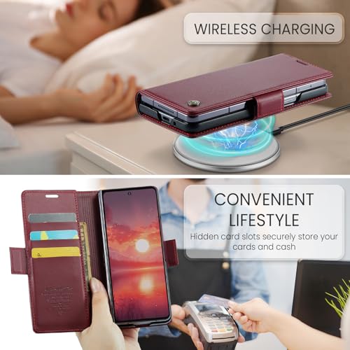 Rerzoiro for Samsung Galaxy Z Fold 7 Case, Premium PU Leather Wallet Case Flip Cover with [RFID Blocking][Card Holder][Stand Function] Shockproof Protective for Samsung Galaxy Z Fold 7, Red - Image 4