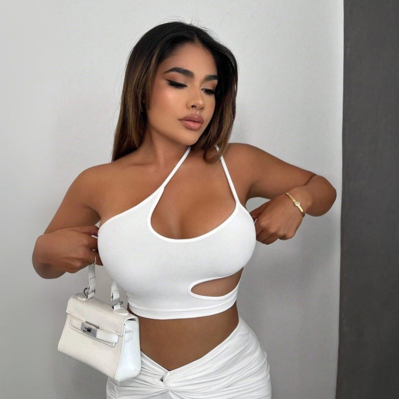 Women's Sleeveless Cropped T-Shirt White - Image 1
