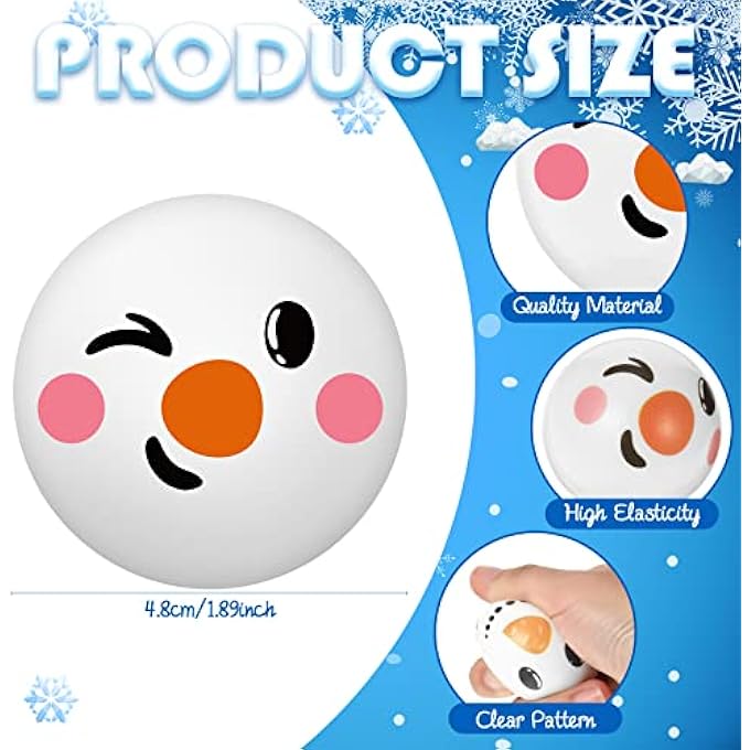 Cindeer Christmas Snowman Stress Ball Snowmen Stress Toys Pu Squishy Stress Ball Stress Relief Gifts Stocking Stuffers for Adults Novelty Pre-kindergarten Toys for Christmas Party Ornaments, 3 Styles (18) - Image 2