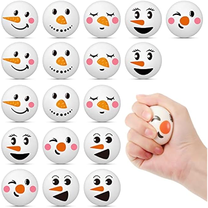 Cindeer Christmas Snowman Stress Ball Snowmen Stress Toys Pu Squishy Stress Ball Stress Relief Gifts Stocking Stuffers for Adults Novelty Pre-kindergarten Toys for Christmas Party Ornaments, 3 Styles (18) - Image 1