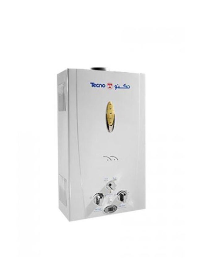 تيكنو سخان مياه غاز تكنو 10 لتر، ديجيتال - أبيض