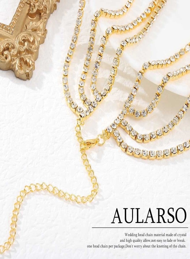 Aularso Layerd Head Chain Crystal Head Jewelry Gold Face Chain Costume Rhinestone Headbands Chain for Women (Gold) - Image 4