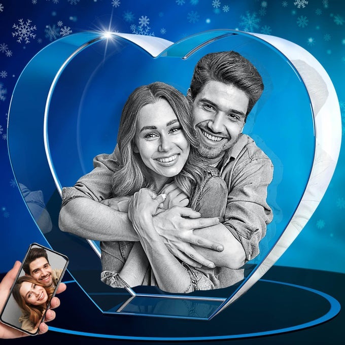 PREMIUM CRYSTAL PHOTO CHRISTMAS PERSONALIZED GIFTS FOR WOMEN WIFEHER MOM MEN HIM DAD GRANDMA GREAT XMAS CUSTOMIZED GIFT WITH YOUR OWN PHOTO CUSTOM GLASS 3D LASER ETCHED PICTURE