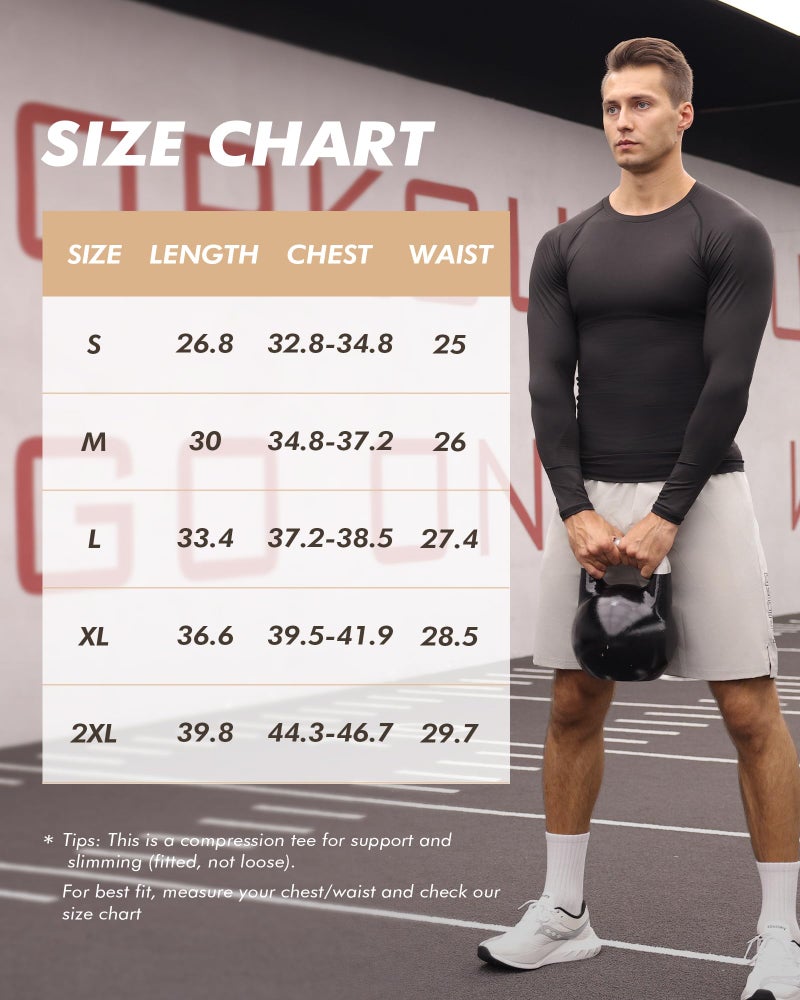 BOOJO Compression Shirts for Men - Long Sleeve Black Workout Base Layer Athletic Gym Tops Quick Dry Running Undershirts - Image 5