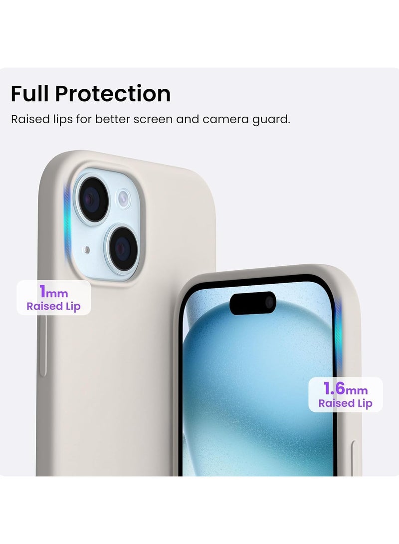 Case for iPhone 15  Slim Fit Soft Back TPU Cover Flexible Silicone Cover Matte for iPhone 15 (Stone) - Image 4