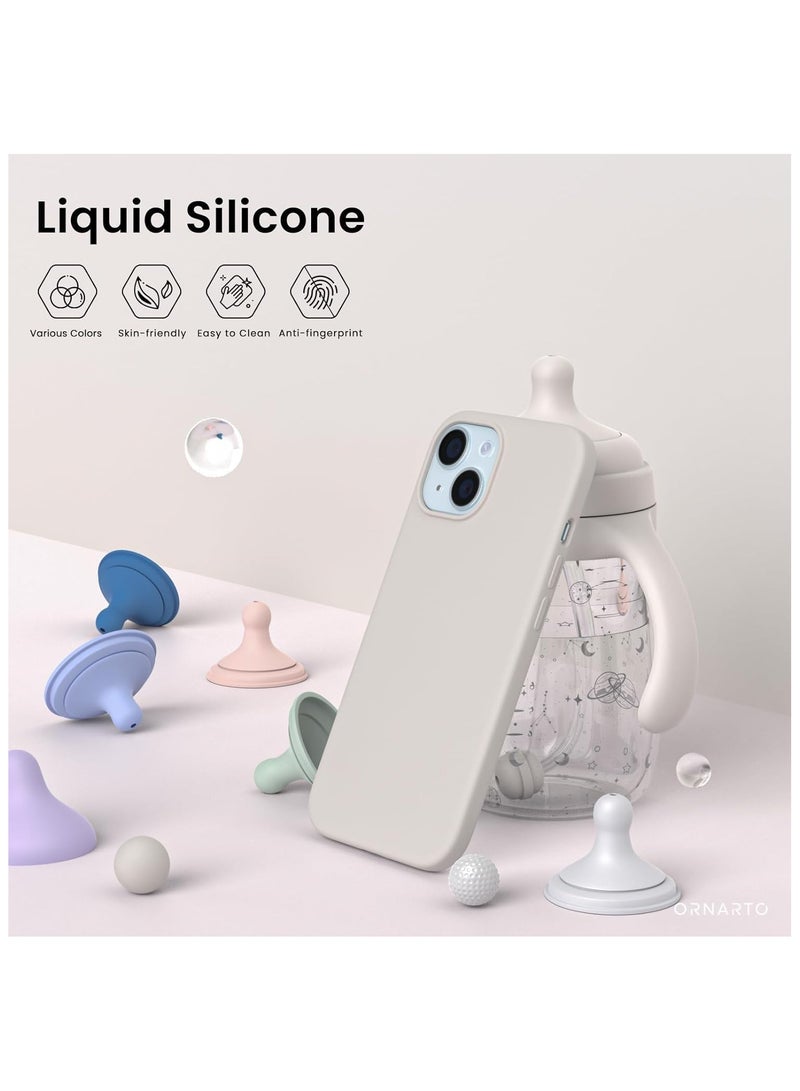 Case for iPhone 15  Slim Fit Soft Back TPU Cover Flexible Silicone Cover Matte for iPhone 15 (Stone) - Image 5