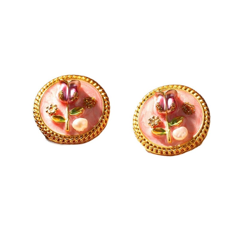 Gold Pearl Earrings with Flower Detail and Lightweight Huggie Profile for Daily Wear and Elegant Styling - JOVA - Image 1