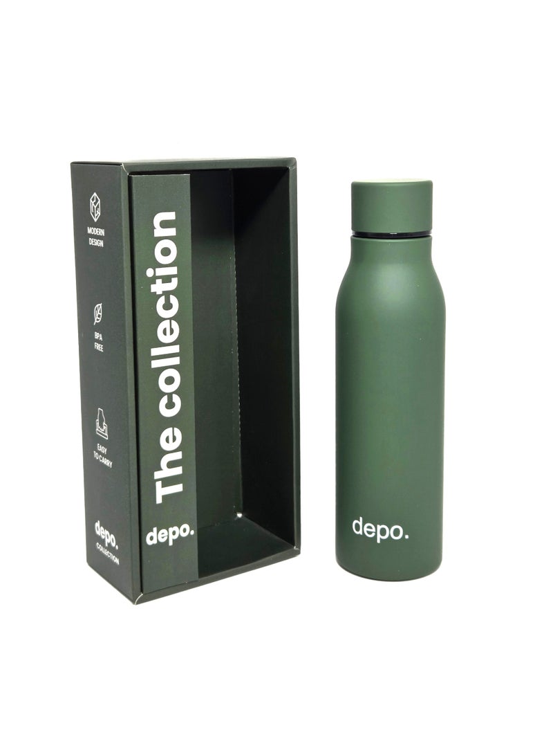 Depo Double-Wall Stainless Steel Vacuum Insulated Water Bottle (500 ml) - Hot & Cold Thermal Flask, Leak-Proof & BPA-Free Portable Water Flask for Travel, Gym, Office & Daily Use - Green - Image 1