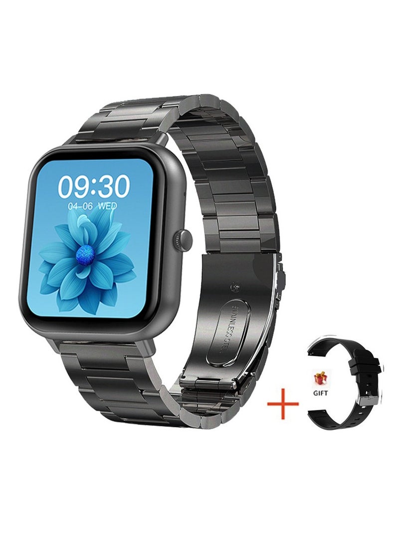 AROAQ - Smart Watch, Zl54c Waterproof Smartwatch With Ai Voice Assistant, Heart Rate Blood Pressure Blood Oxygen Sleep Monitor Wrist Watch, (Black + black three steel) - Image 1