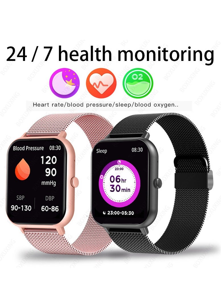 AROAQ - Smart Watch, Zl54c Waterproof Smartwatch With Ai Voice Assistant, Heart Rate Blood Pressure Blood Oxygen Sleep Monitor Wrist Watch, (Black + black three steel) - Image 1