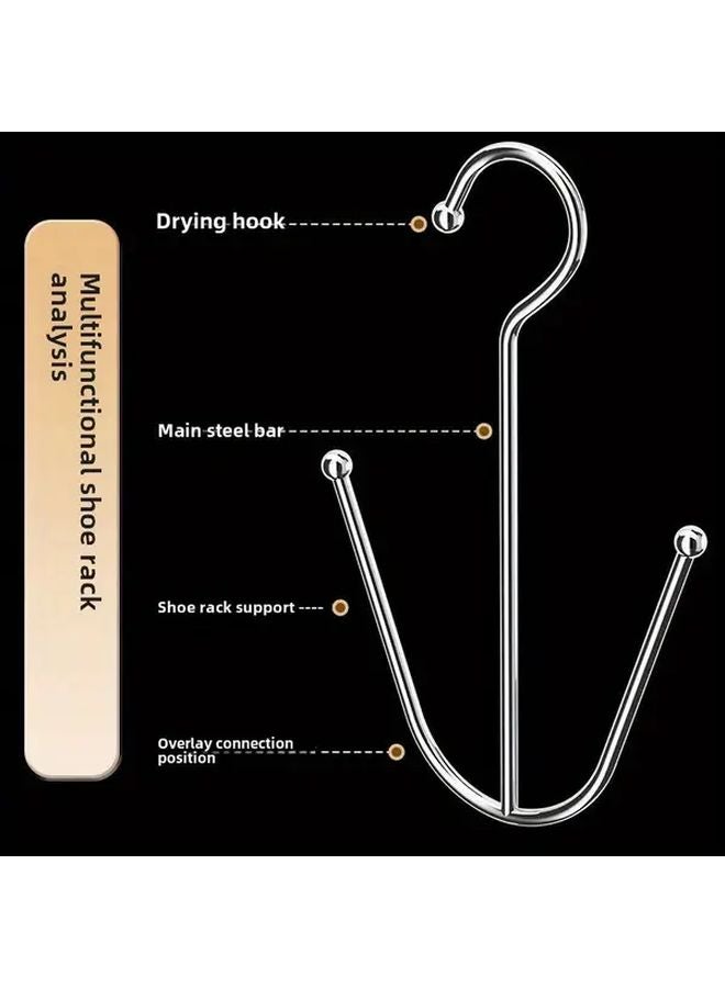 5pcs Stainless Steel Wall Mounted Shoe Rack Multi Hook Rust Proof Indoor Outdoor Use - Image 3