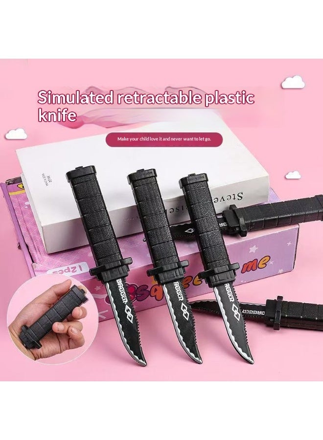 Retractable Fake Knife Retractable Knife Halloween Props Fake Plastic Blades For Halloween April Fool's Party - Image 5