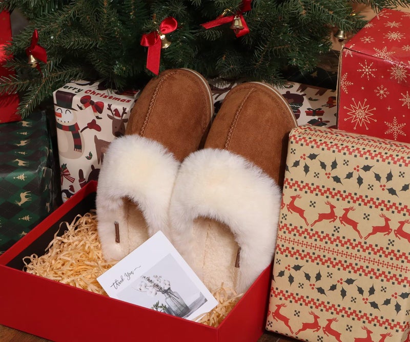 KuaiLu Womens Cozy Memory Foam Slippers Ladies Fuzzy Faux Fur Lined Warm Arch Support House Shoes Slip on Comfy Winter Scuff Indoor Outdoor Rubber Hard Sole Orthotic Plush Bedroom Chestnut Size 8.5 - Image 2