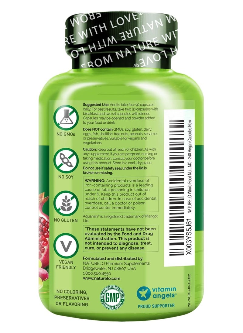 NATURELO - Whole Food Multivitamin For Women 240 Vegetarian Capsules Dietary Supplement - Image 1