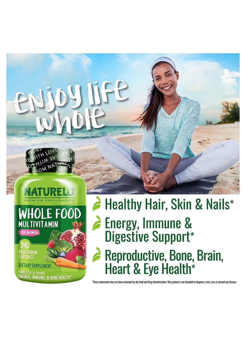 NATURELO - Whole Food Multivitamin For Women 240 Vegetarian Capsules Dietary Supplement - Image 1