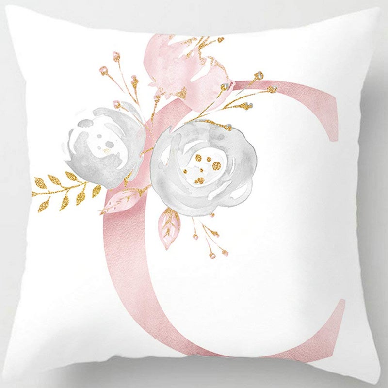 Tillskuch Pink Throw Pillow Covers Cute Alphabet Decorative Cushion Covers Square Letter Throw Pillows Protectors for Sofa Couch Bedroom Chair Home Decor 18 x 18 Inch(N) - Image 3