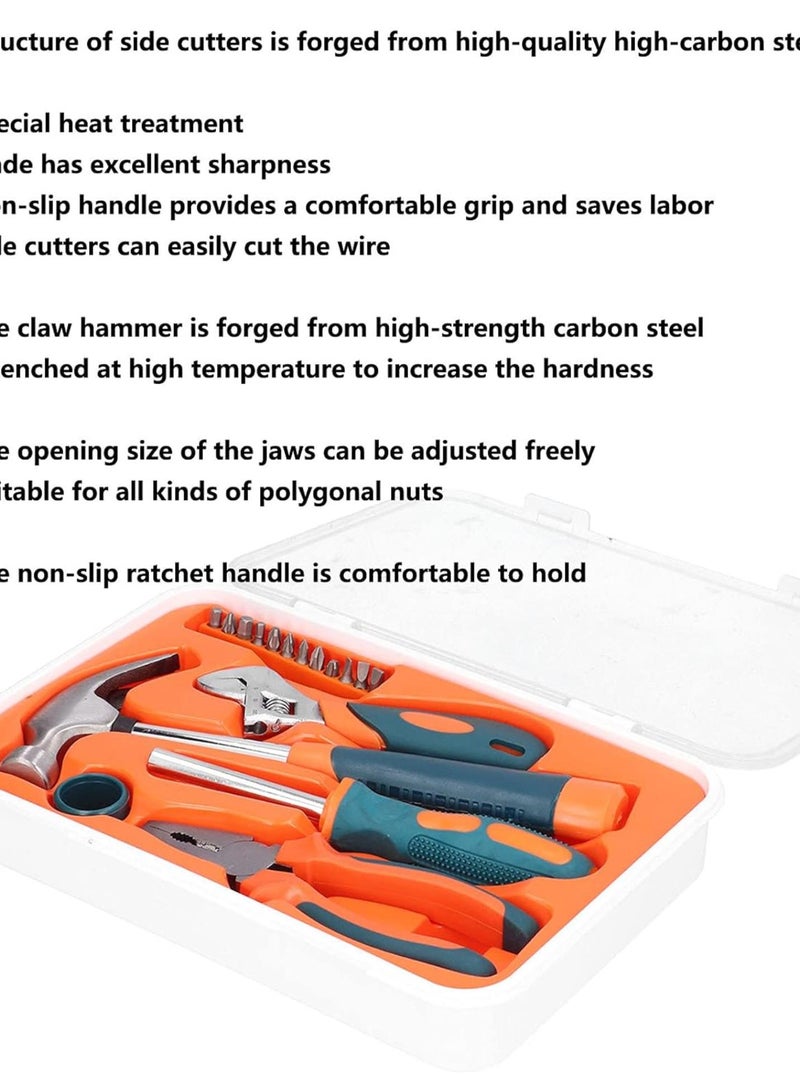 GGOOT Hardware tool set 17pcs Hardware Tool Set Carbon Steel Hand Kit Hammer Wrench Pliers Screwdriver Bit HandleFitted carbon steel hand kit - Image 4