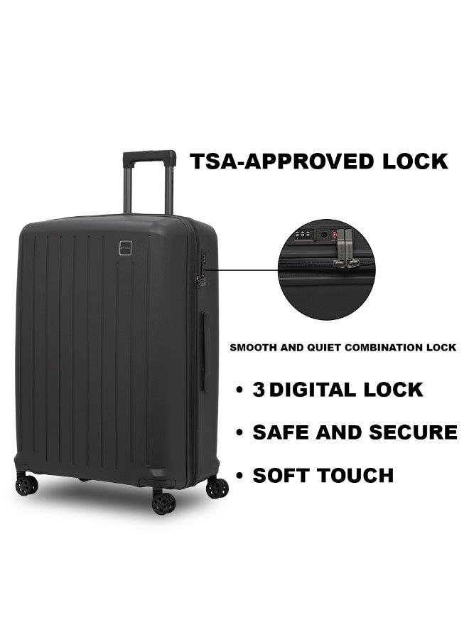 President Polypropylene 4 Piece Trolley Luggage Set, smooth 4 spinner wheels  with Free Sling Bag - Durable & Lightweight" 65081 - Drak Grey - Image 4