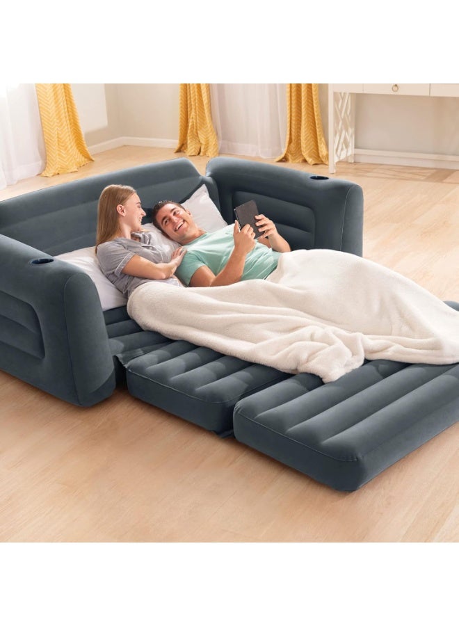 INTEX Living Room Rolled Arm Style Inflatable Pull-Out Sofa 203x231x66cm - Image 4