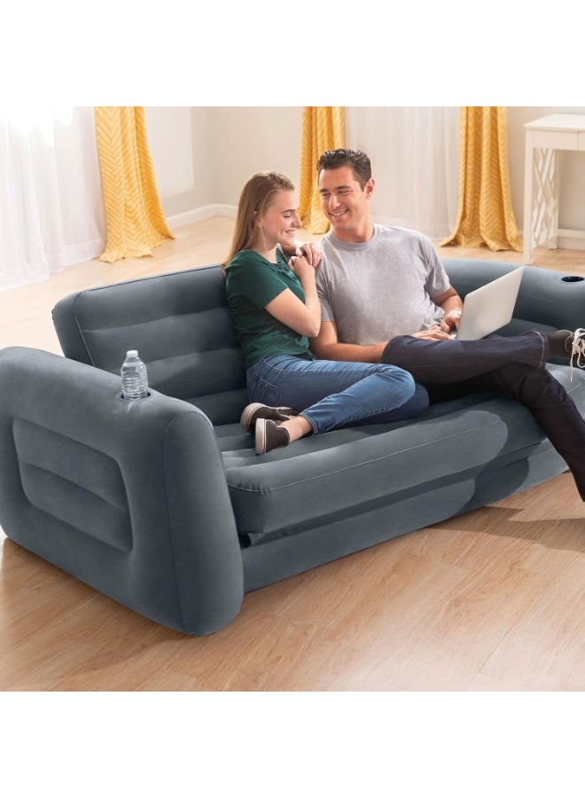 INTEX Living Room Rolled Arm Style Inflatable Pull-Out Sofa 203x231x66cm - Image 2