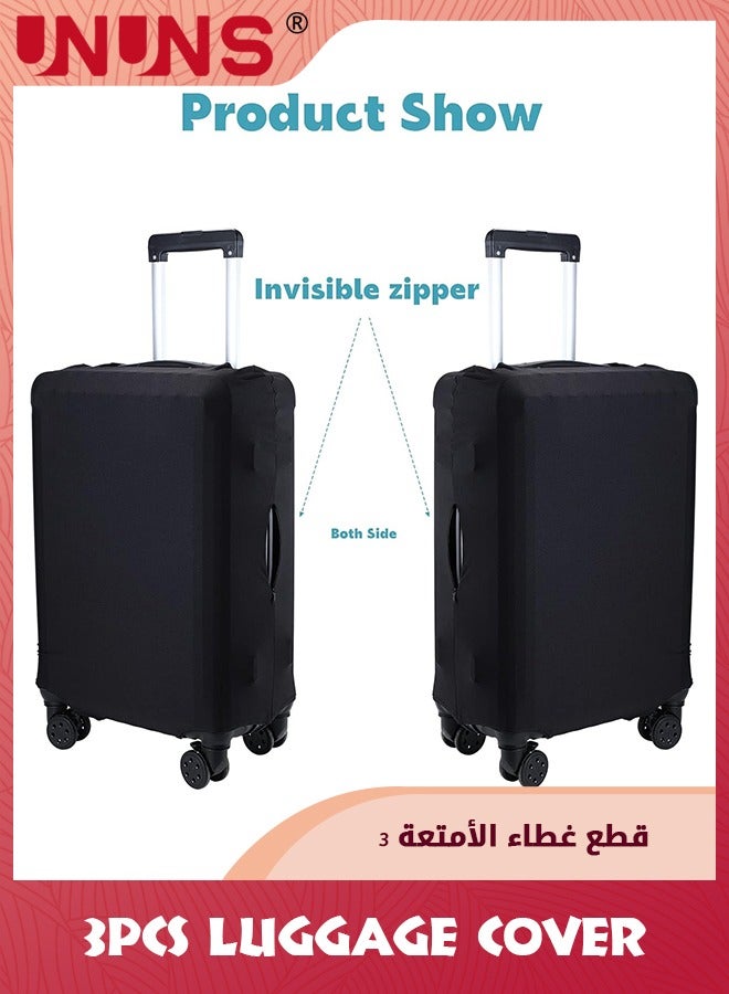 UNUNS 3 Pcs Luggage Cover,Travel Suitcase Cover Anti Scratch Luggage Protector Washable Fits 18-28 Inch Luggage (Black) - Image 4
