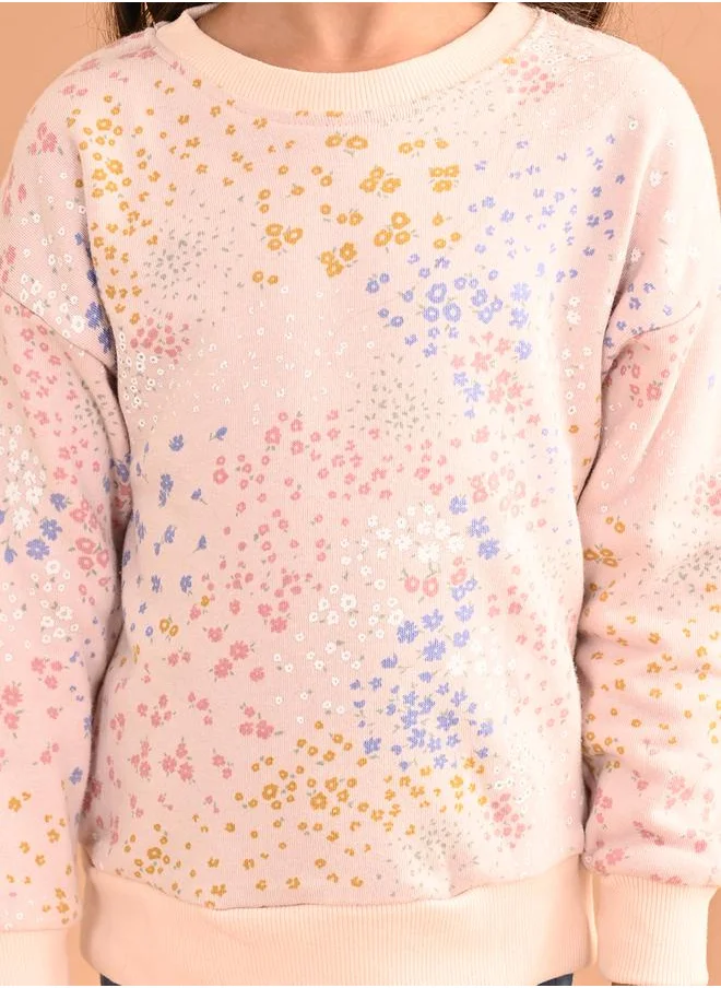 ليل بيكس Ditsy Print Sweatshirt & Joggers Set by Styli
