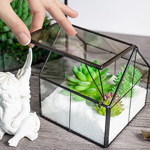 Ferrisland Glass Plant Terrarium Container Wardian Case Indoor Small Succulent Terrarium Planter w/Door for Tabletop Decor DIY - 4.9"x4.3"x4.3" - Image 4