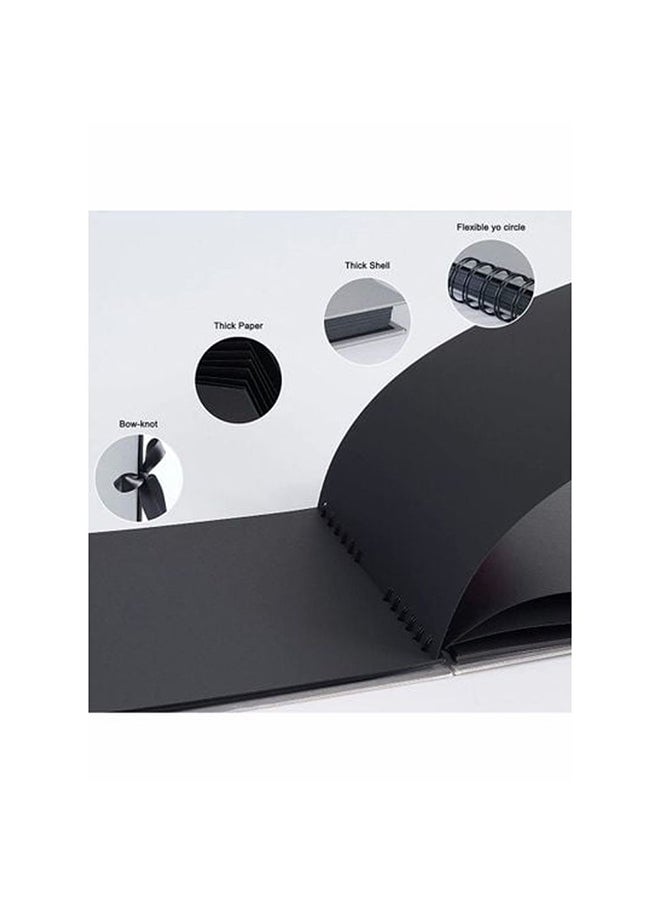 O Ozone 80 Pages Scrapbook Photo Album DIY Handmade Album Scrapbook Set with Metallic Markers, Craft Paper Stickers Artboards - Black  - Image 4