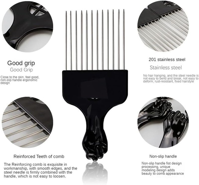ALKAYAN Metal Pick Comb, Detangle Wig Braid Hair Styling Comb, Hair Pick, Hair Comb P... - Image 2