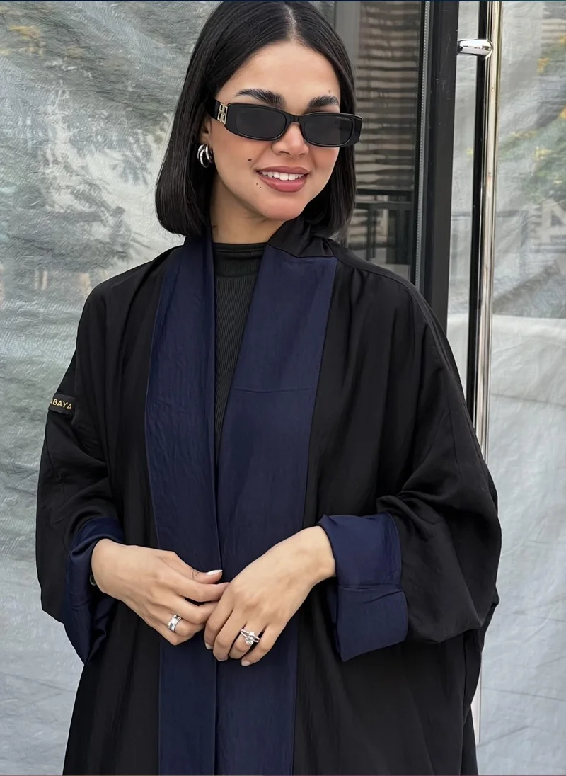 Lusin Abaya Navy & Black Double-Face Half Bisht Abaya