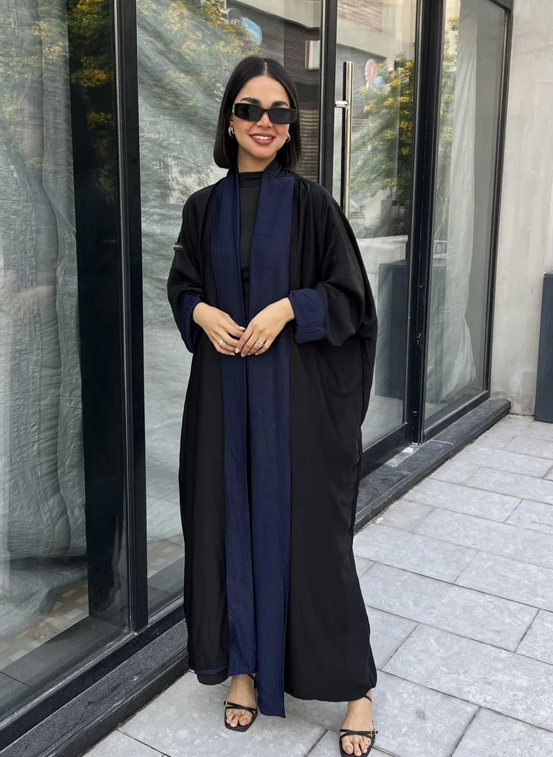 Lusin Abaya Navy & Black Double-Face Half Bisht Abaya