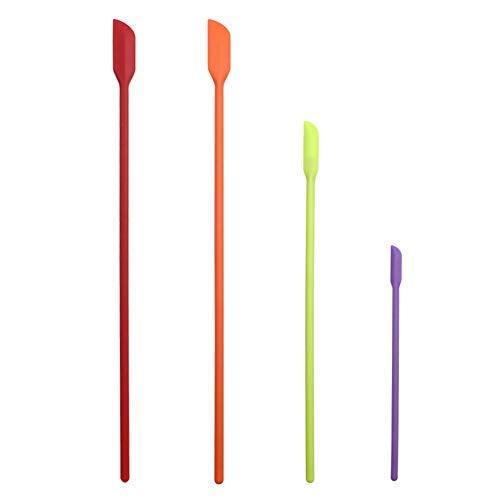 BICASUU Mini Spatula Silicone Small for Makeup Spatula- Thin Jar Spatula ，for Thin Jar/Kitchen Bottles/Cosmetic Bottles 4Pack (Multicolor) - Image 1