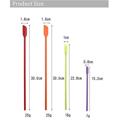 BICASUU Mini Spatula Silicone Small for Makeup Spatula- Thin Jar Spatula ，for Thin Jar/Kitchen Bottles/Cosmetic Bottles 4Pack (Multicolor) - Image 2