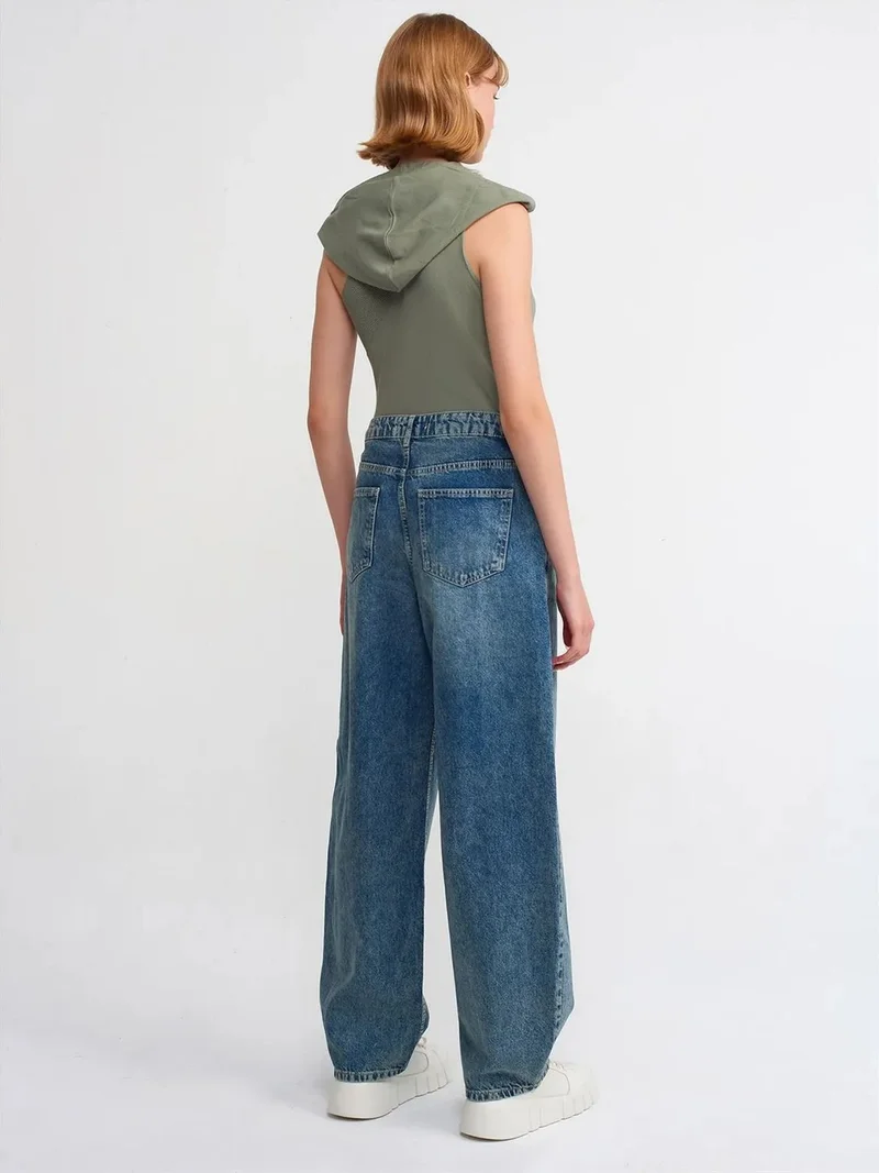 ديلفين Dilvin High-Waist Wide-Leg Cotton Denim Jeans
