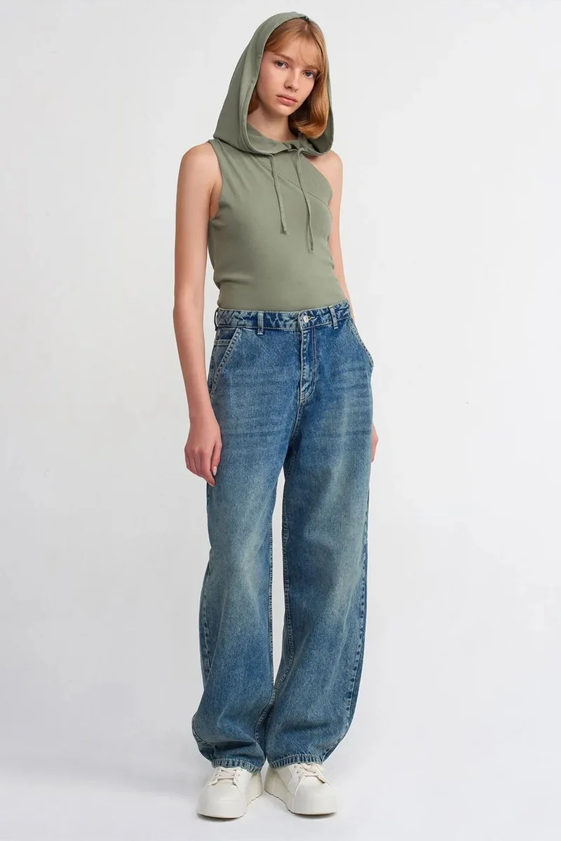 DILVIN High-Waist Wide-Leg Cotton Denim Jeans