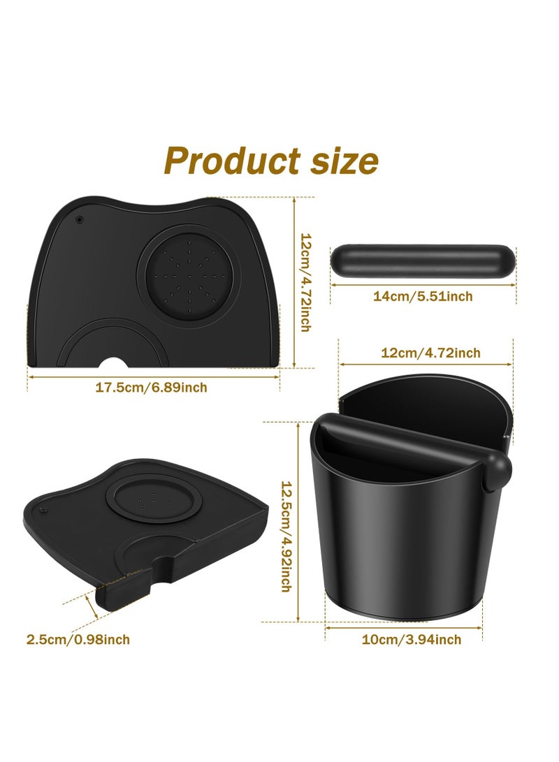 XiuWoo Coffee Knock Box Reusable Silicone Coffee Tamper Mat Non-Slip Coffee Knock Bin with Removable Knock tool for Coffee Ground Home Office, black - Image 3