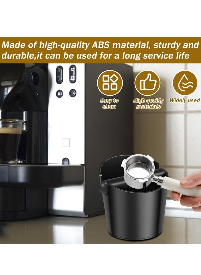 XiuWoo Coffee Knock Box Reusable Silicone Coffee Tamper Mat Non-Slip Coffee Knock Bin with Removable Knock tool for Coffee Ground Home Office, black - Image 2