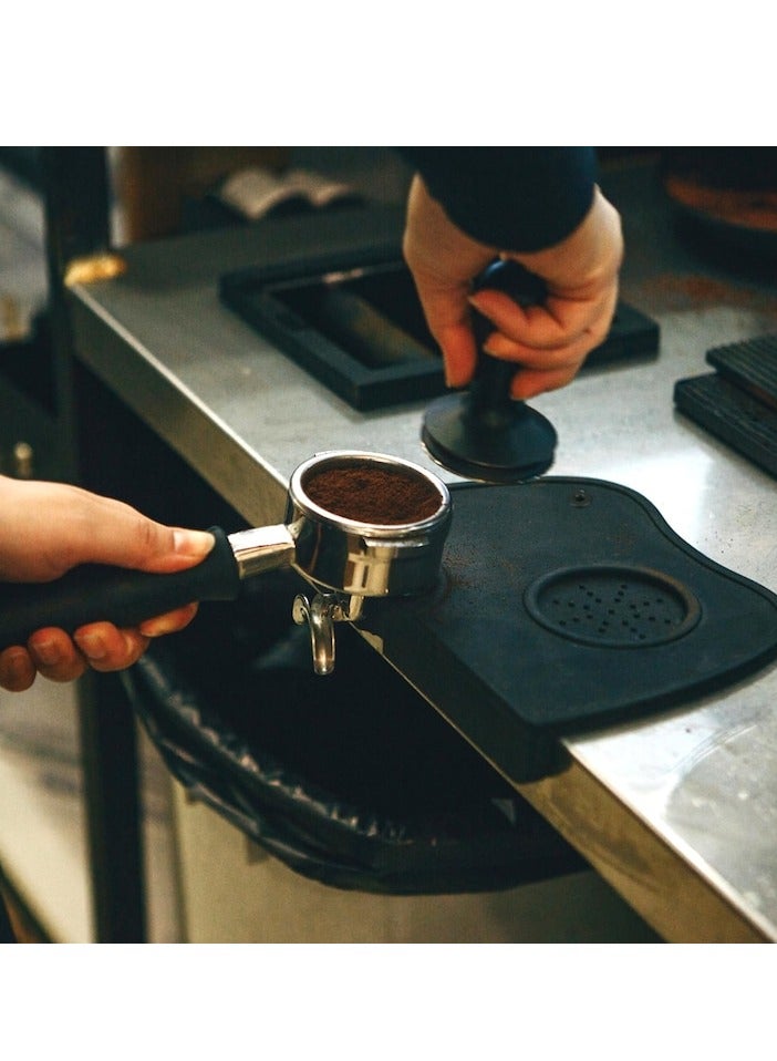 XiuWoo Coffee Knock Box Reusable Silicone Coffee Tamper Mat Non-Slip Coffee Knock Bin with Removable Knock tool for Coffee Ground Home Office, black - Image 4