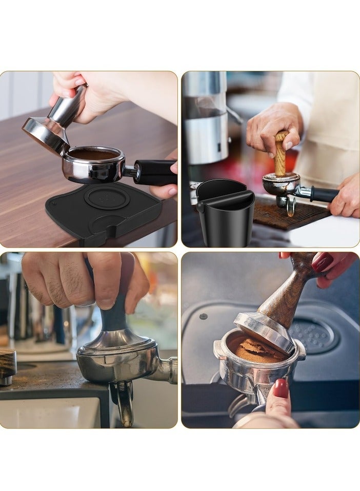XiuWoo Coffee Knock Box Reusable Silicone Coffee Tamper Mat Non-Slip Coffee Knock Bin with Removable Knock tool for Coffee Ground Home Office, black - Image 5