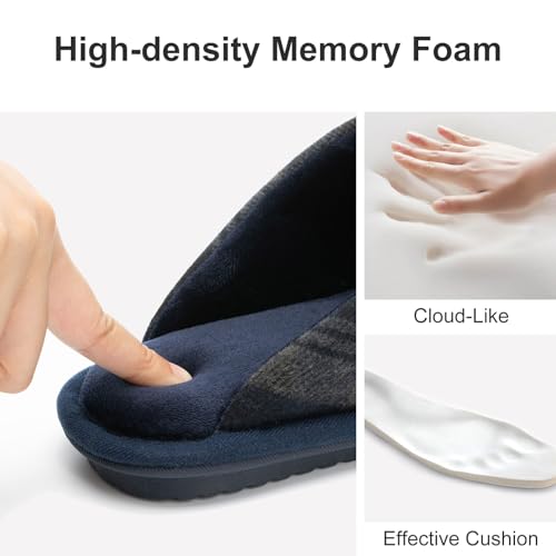 GOEWY Men's Slippers Cozy House Slippers, Warm Soft Indoor Outdoor Cotton Slipper for Men with Memory Foam Gifts for Men Him Dad Blue 9 10 - Image 5
