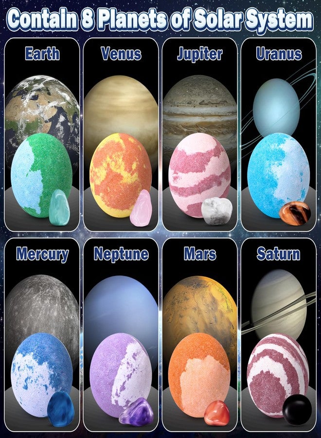 Toylink Galaxy Bath Bombs for Kids with Surprise Inside Space Toys, 8 Pack Planet Bath Bombs with Solar System Gemstones Organic Bubble Bath Fizzies Birthday Christmas Gifts for Boys Girls - Image 4