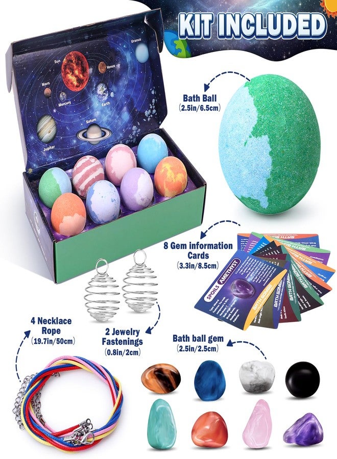 Toylink Galaxy Bath Bombs for Kids with Surprise Inside Space Toys, 8 Pack Planet Bath Bombs with Solar System Gemstones Organic Bubble Bath Fizzies Birthday Christmas Gifts for Boys Girls - Image 2