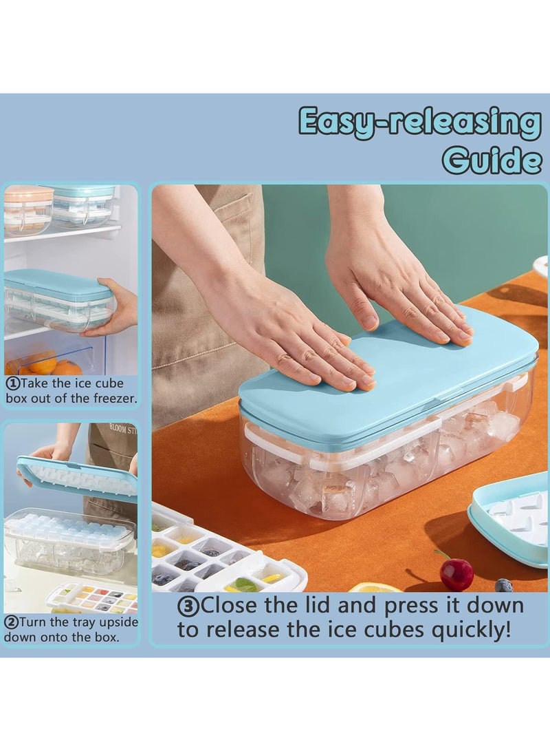 AUTOYSUR Ice Cube Tray with Lid 48 Grids Easy-release Ice Cube Molds for Freezer BPA Free Ice Cubes Maker Ice Tray with Bin for Beverage Coffee Fruit Yogurt (Blue)  - Image 2