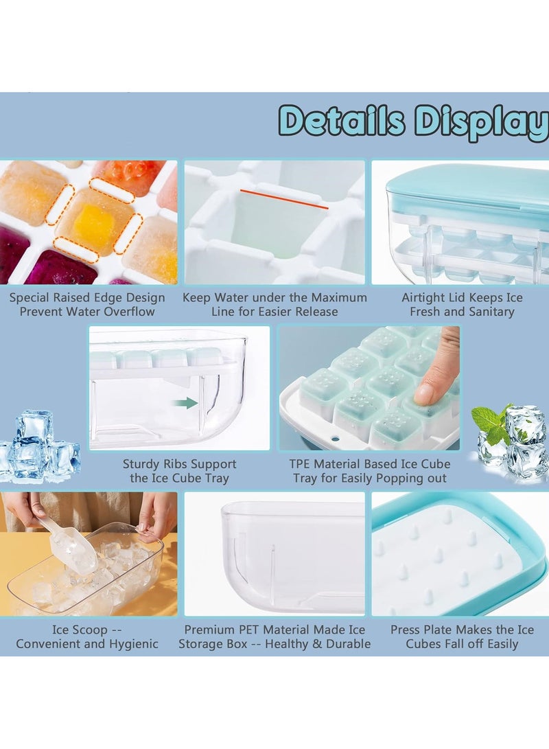 AUTOYSUR Ice Cube Tray with Lid 48 Grids Easy-release Ice Cube Molds for Freezer BPA Free Ice Cubes Maker Ice Tray with Bin for Beverage Coffee Fruit Yogurt (Blue)  - Image 4