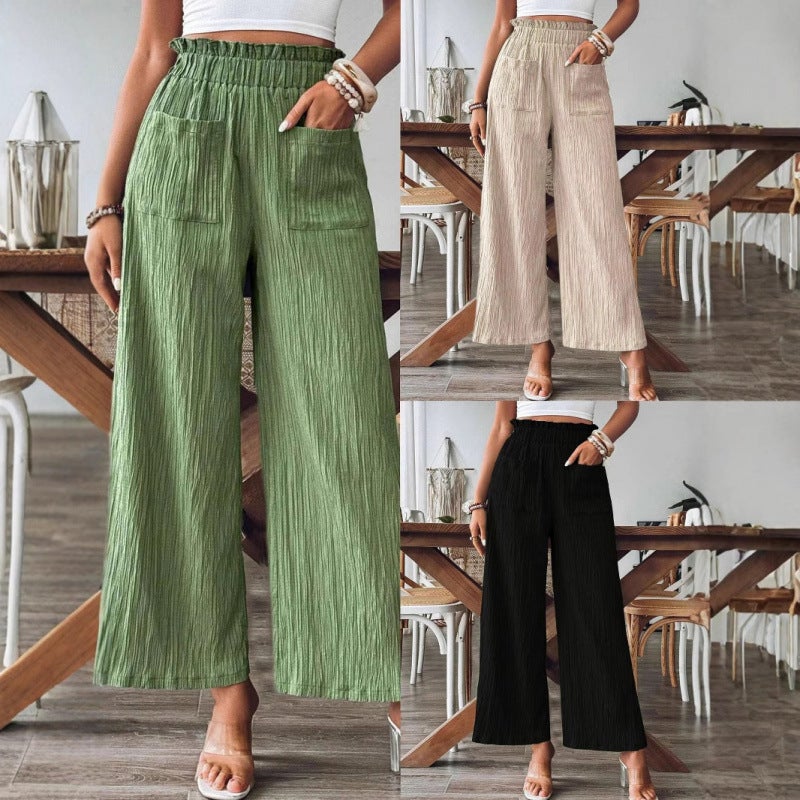 2026 Women's Solid Color Casual Straight Leg Pants - Image 1