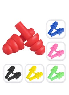 SYOSI Swimming Earplugs, Waterproof Reusable Swimming Ear Plugs,  Silicone Noise Cancelling Ear plugs Reusable Waterproof Earplugs with Case for Swimming and Sleeping, Assorted Colors (6 Pairs)  - Image 1