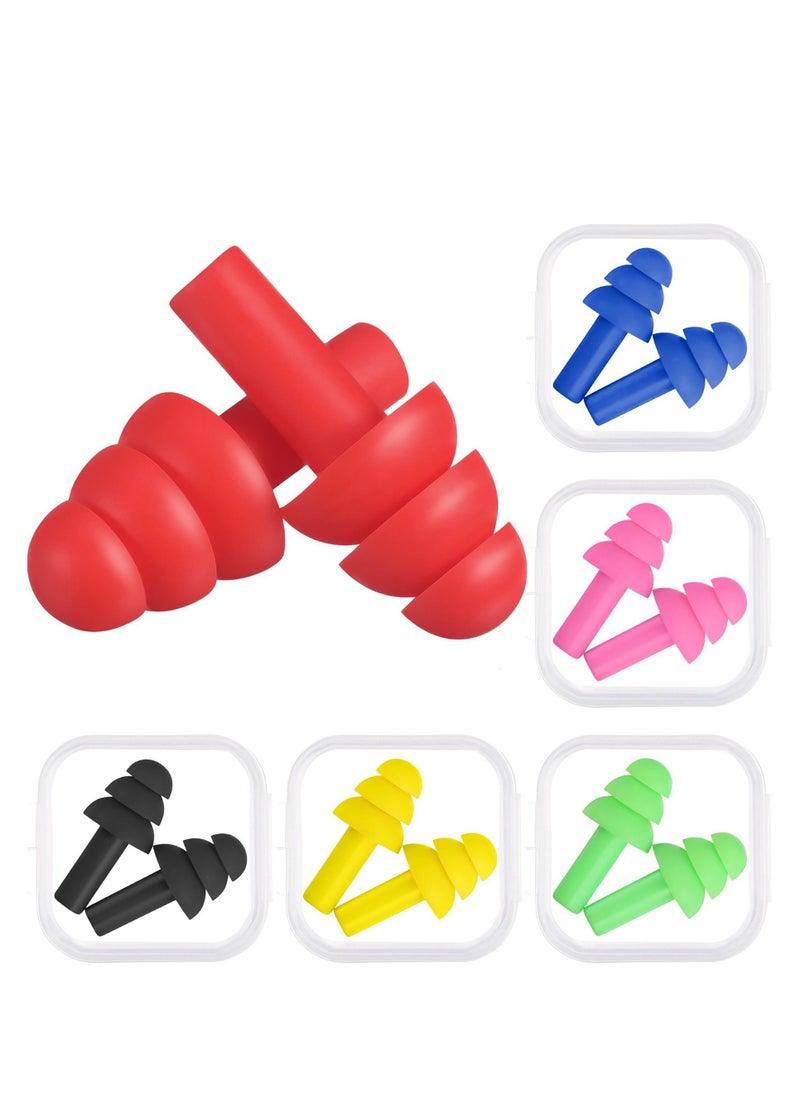 SYOSI Swimming Earplugs, Waterproof Reusable Swimming Ear Plugs,  Silicone Noise Cancelling Ear plugs Reusable Waterproof Earplugs with Case for Swimming and Sleeping, Assorted Colors (6 Pairs)  - Image 1