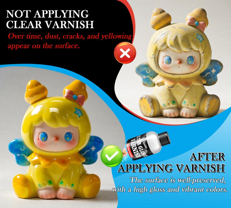 Vividye Air Dry Clay Glaze - 200ml/7oz Upgraded Ultra-Gloss Varnish Sealant, High Gloss Finish, Prevent Scratch Resistant, Yellowing, Waterproof - Clay Varnish for Pottery, Polymer Clay, Acrylic Painting - Image 4